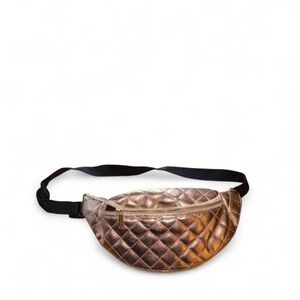Quilted Metallic Rose Gold Waist Bag - Women